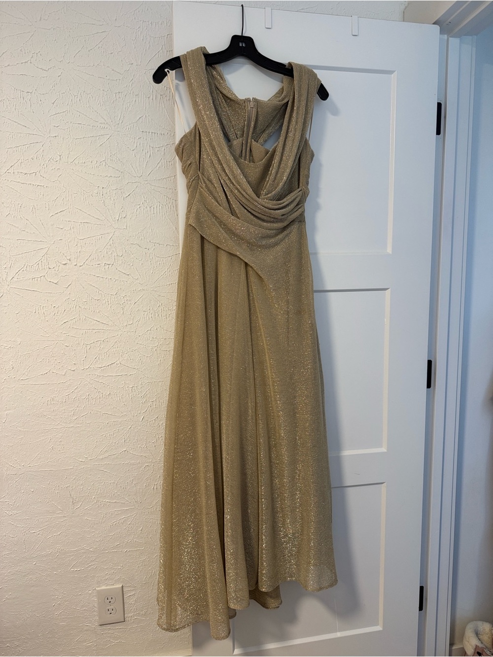 Talbot Runhof Gold Draped Maxi Dress
